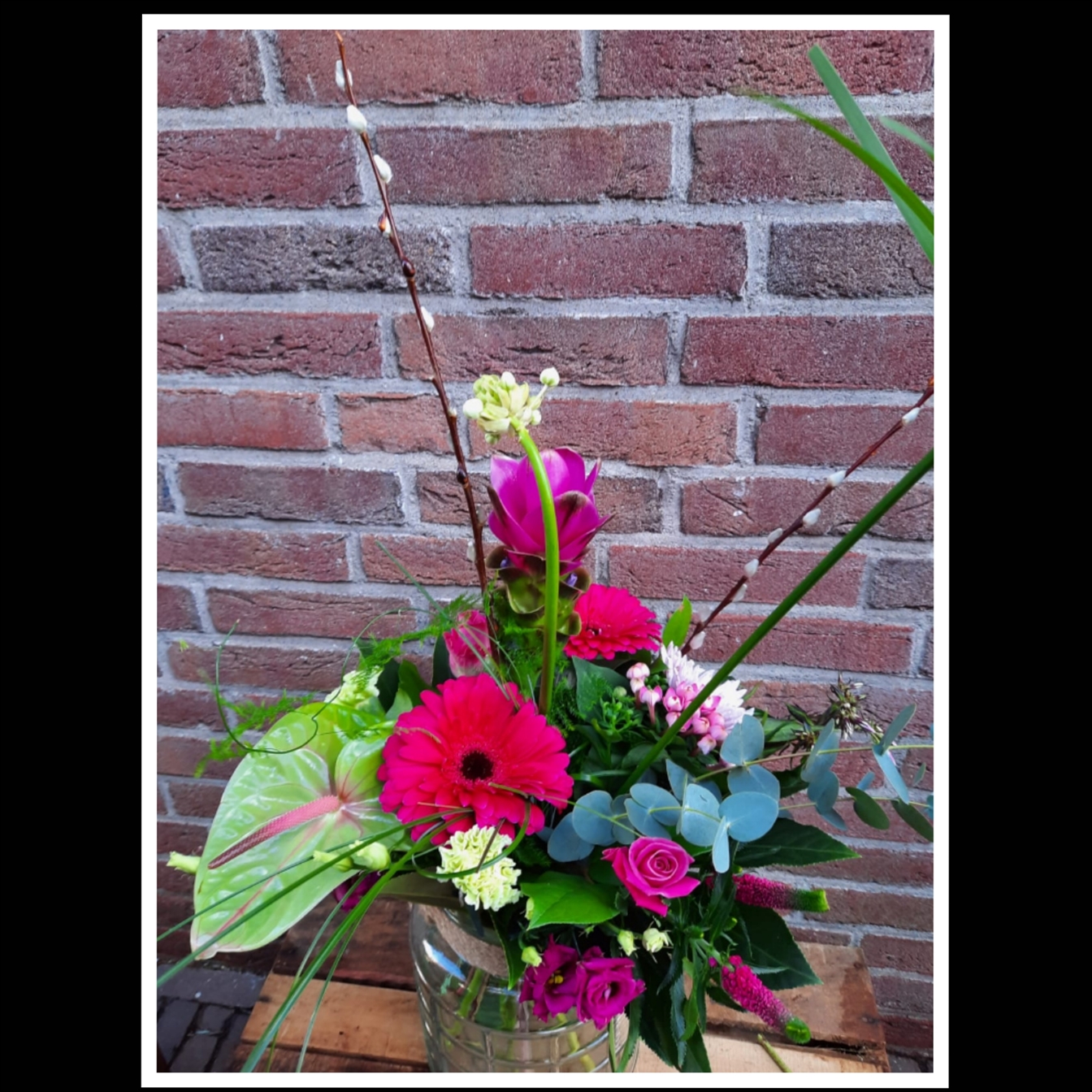 Roze boeket hoogte
